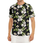 Watercolor Alstroemeria Pattern Print Men's Short Sleeve Rash Guard