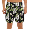 Watercolor Alstroemeria Pattern Print Men's Split Running Shorts
