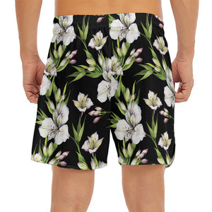 Watercolor Alstroemeria Pattern Print Men's Split Running Shorts