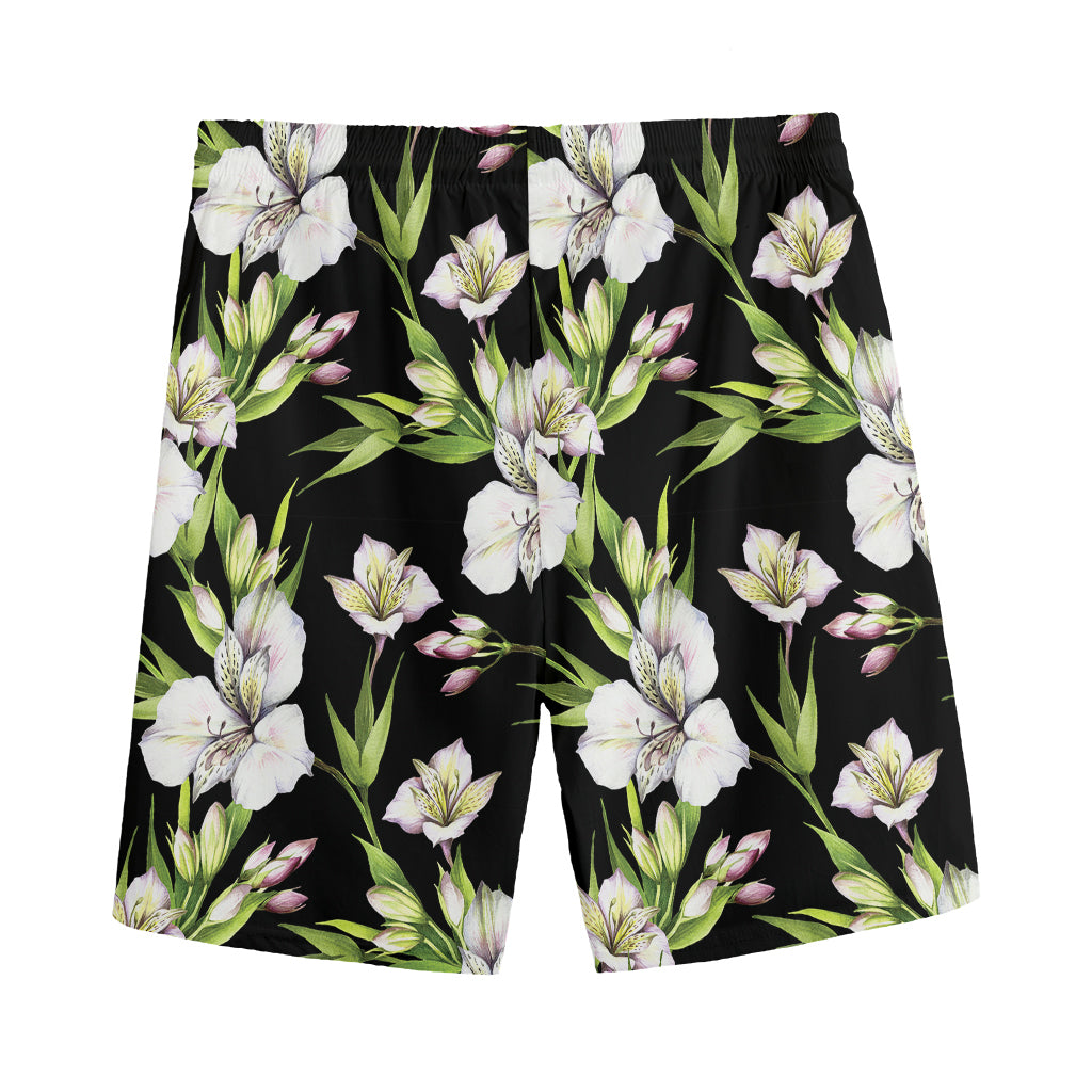 Watercolor Alstroemeria Pattern Print Men's Sports Shorts