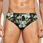 Watercolor Alstroemeria Pattern Print Men's Swim Briefs