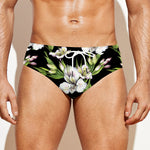 Watercolor Alstroemeria Pattern Print Men's Swim Briefs