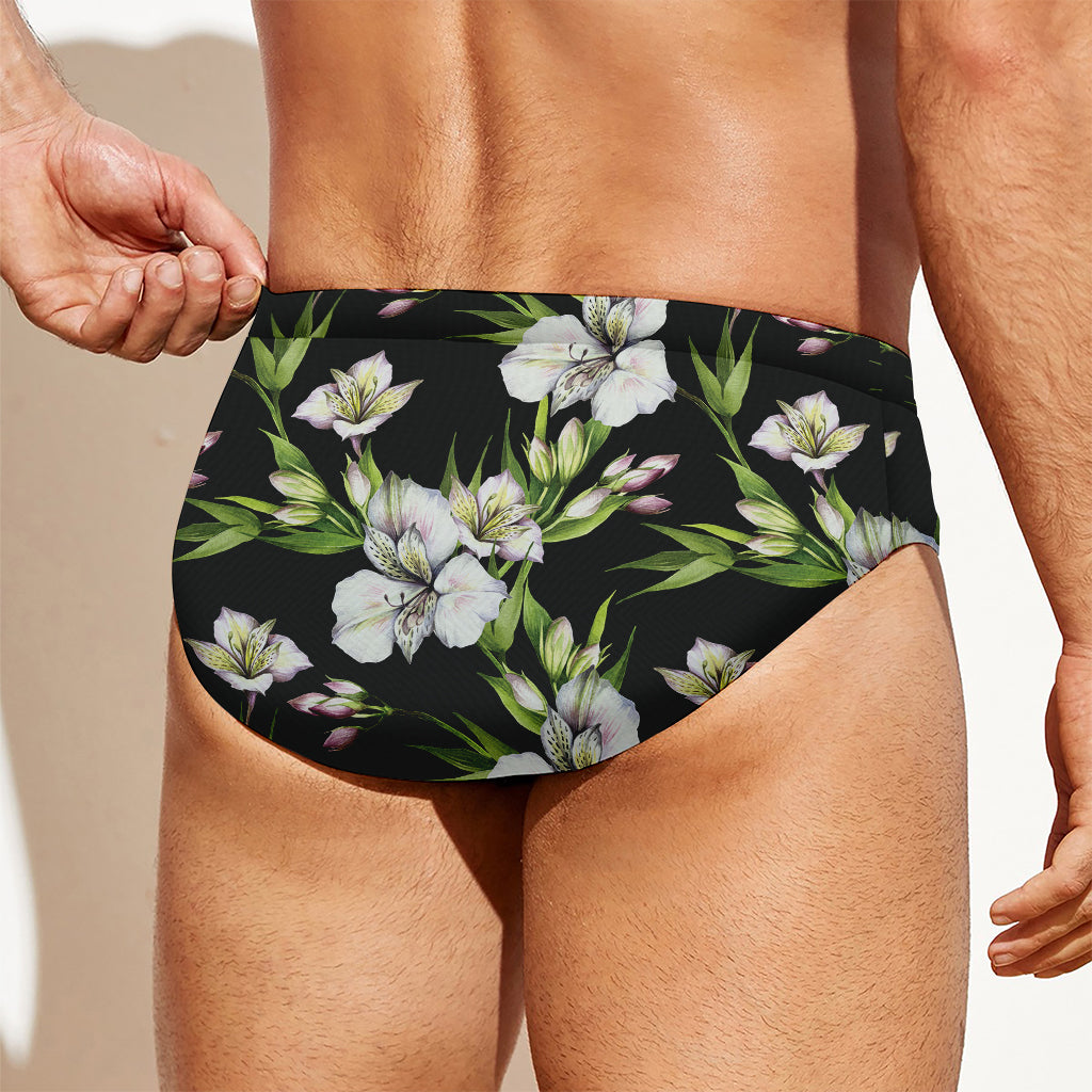 Watercolor Alstroemeria Pattern Print Men's Swim Briefs