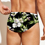 Watercolor Alstroemeria Pattern Print Men's Swim Briefs