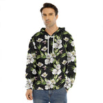 Watercolor Alstroemeria Pattern Print Men's Velvet Pullover Hoodie