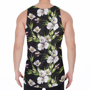 Watercolor Alstroemeria Pattern Print Men's Velvet Tank Top