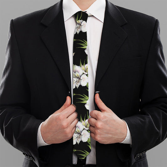 Watercolor Alstroemeria Pattern Print Necktie