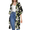 Watercolor Alstroemeria Pattern Print Open Front Beach Cover Up