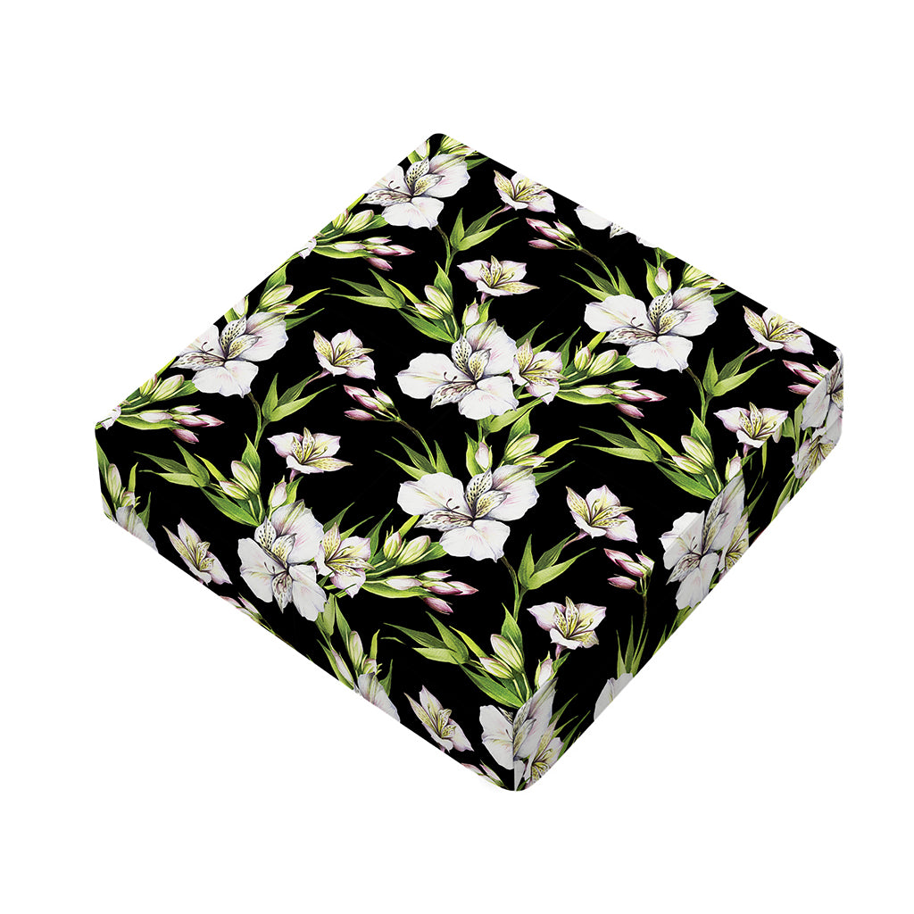 Watercolor Alstroemeria Pattern Print Outdoor Seat Cushion Cover