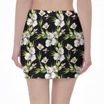 Watercolor Alstroemeria Pattern Print Pencil Mini Skirt