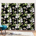 Watercolor Alstroemeria Pattern Print Pencil Pleat Curtains