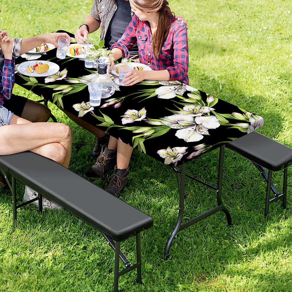Watercolor Alstroemeria Pattern Print Picnic Table Cover