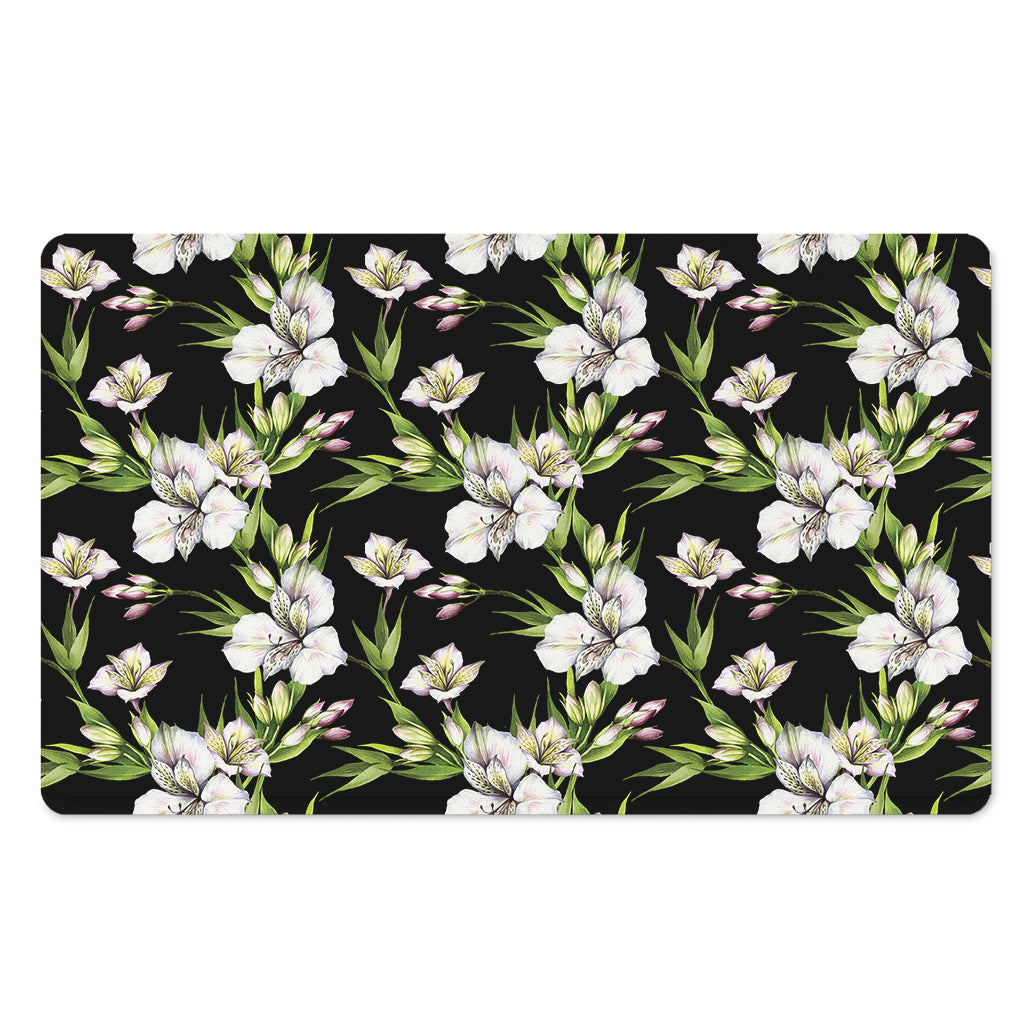 Watercolor Alstroemeria Pattern Print Polyester Doormat