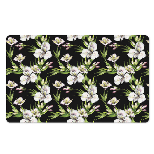 Watercolor Alstroemeria Pattern Print Polyester Doormat