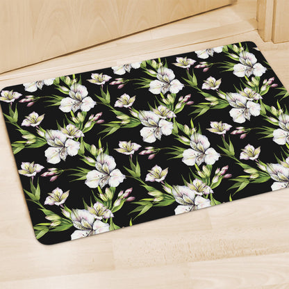 Watercolor Alstroemeria Pattern Print Polyester Doormat