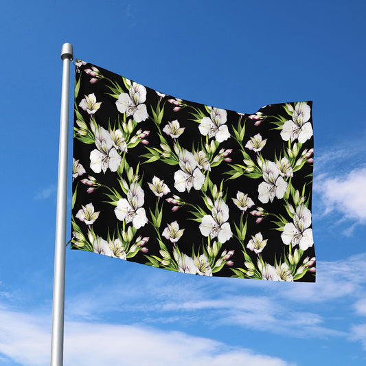 Watercolor Alstroemeria Pattern Print Polyester Flag