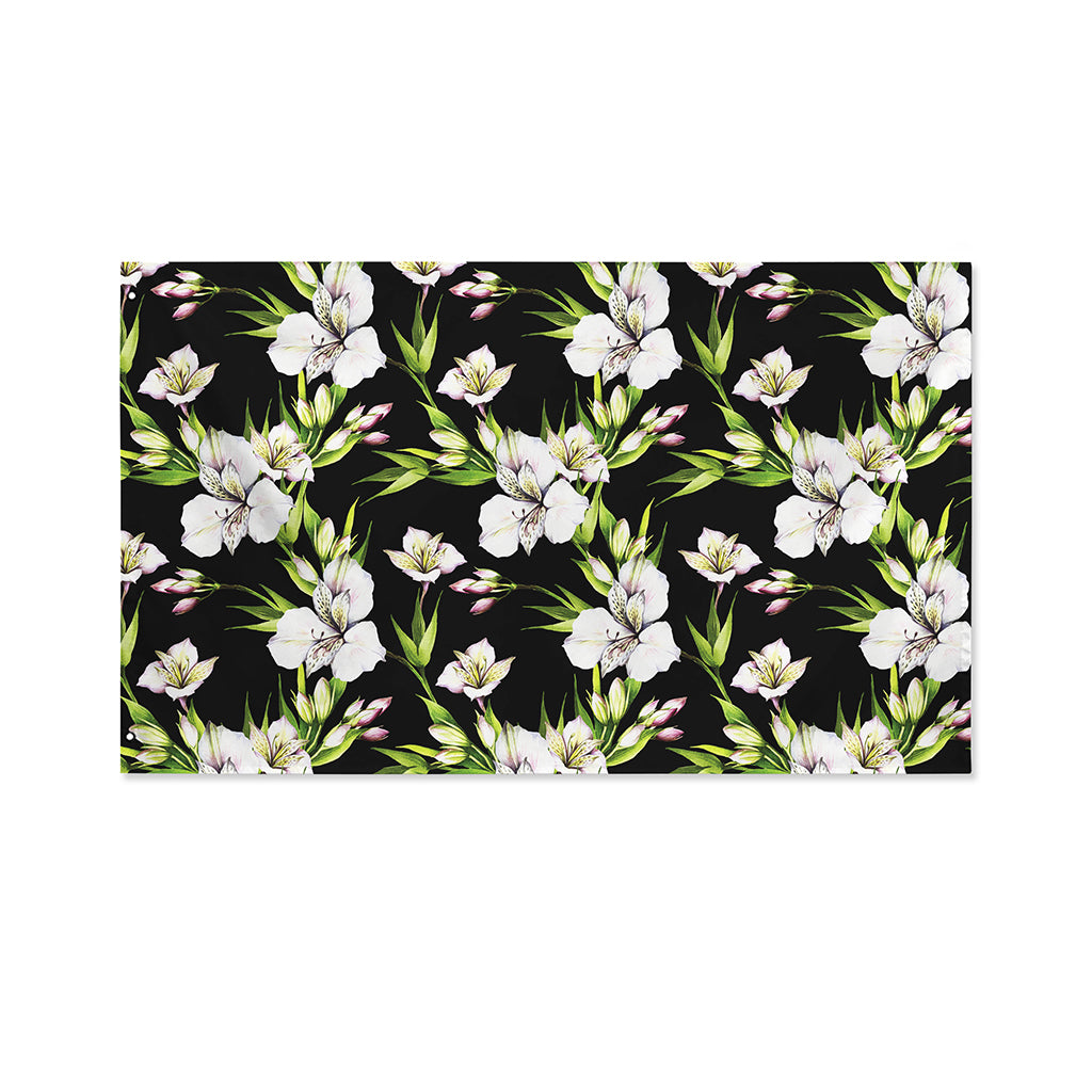 Watercolor Alstroemeria Pattern Print Polyester Flag