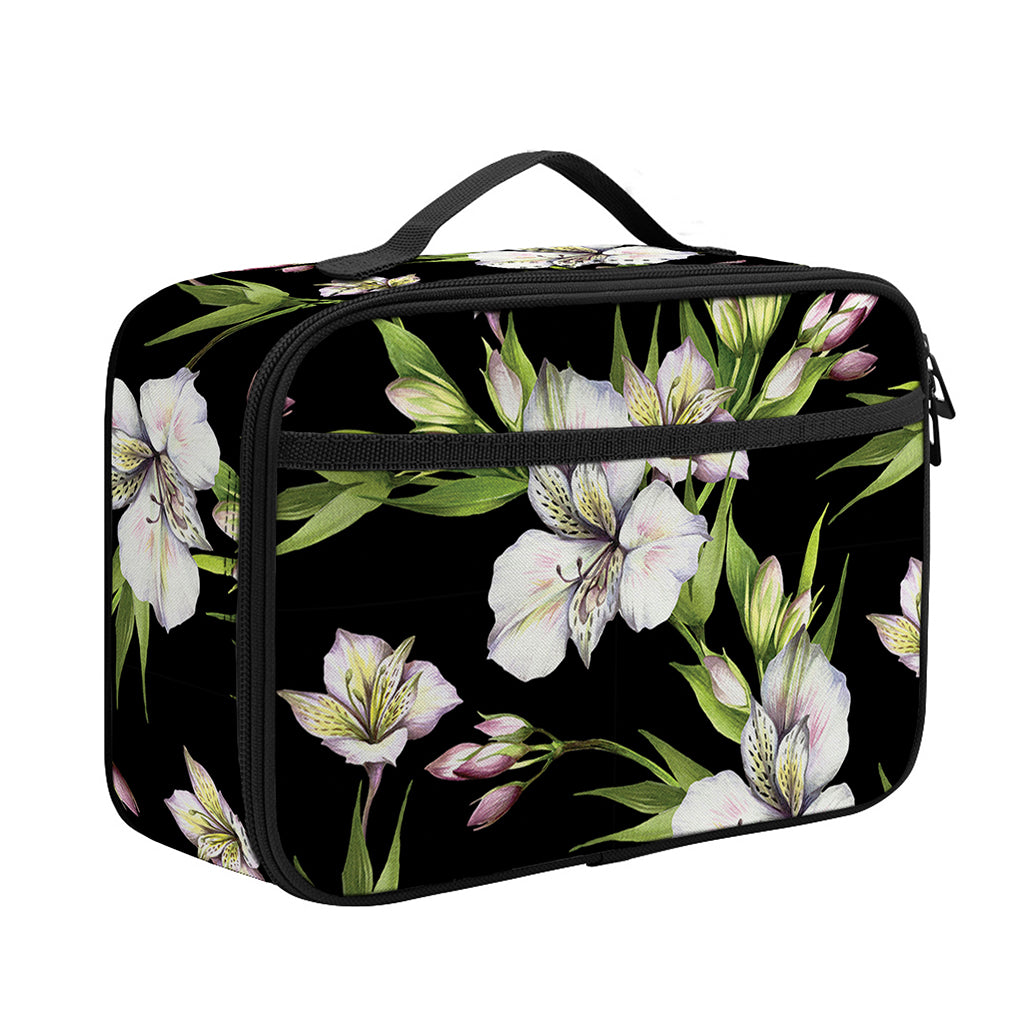 Watercolor Alstroemeria Pattern Print Portable Lunch Bag