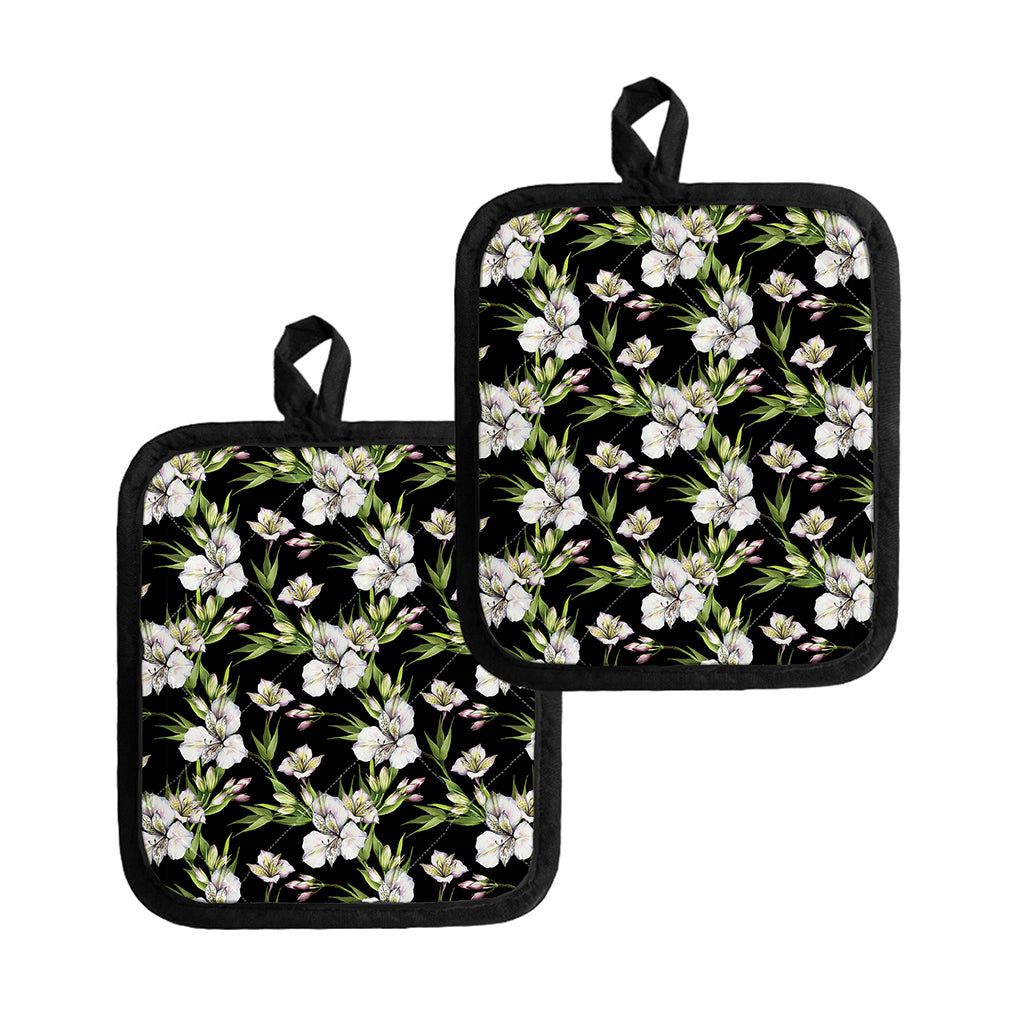 Watercolor Alstroemeria Pattern Print Pot Holders