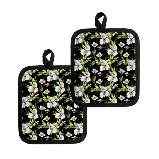 Watercolor Alstroemeria Pattern Print Pot Holders