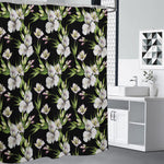 Watercolor Alstroemeria Pattern Print Premium Shower Curtain