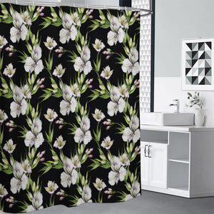 Watercolor Alstroemeria Pattern Print Premium Shower Curtain