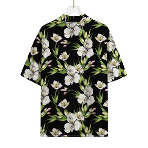 Watercolor Alstroemeria Pattern Print Rayon Hawaiian Shirt