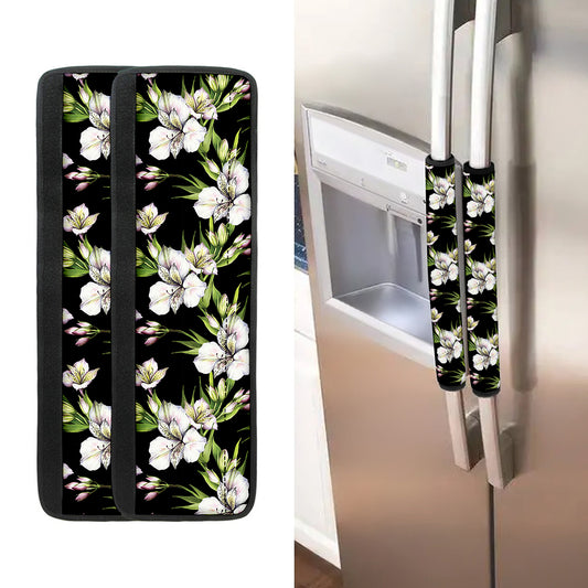 Watercolor Alstroemeria Pattern Print Refrigerator Handle Covers