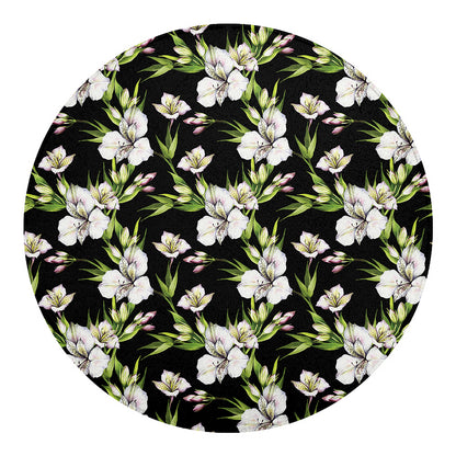 Watercolor Alstroemeria Pattern Print Round Blanket