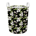 Watercolor Alstroemeria Pattern Print Round Laundry Basket