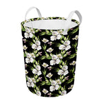 Watercolor Alstroemeria Pattern Print Round Laundry Basket