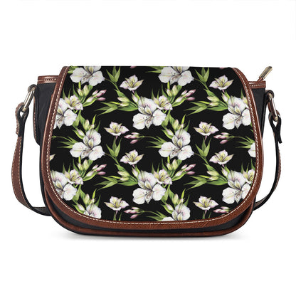 Watercolor Alstroemeria Pattern Print Saddle Bag