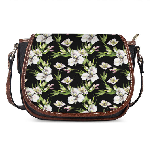 Watercolor Alstroemeria Pattern Print Saddle Bag