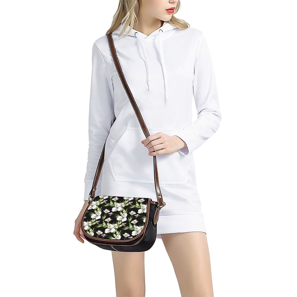 Watercolor Alstroemeria Pattern Print Saddle Bag