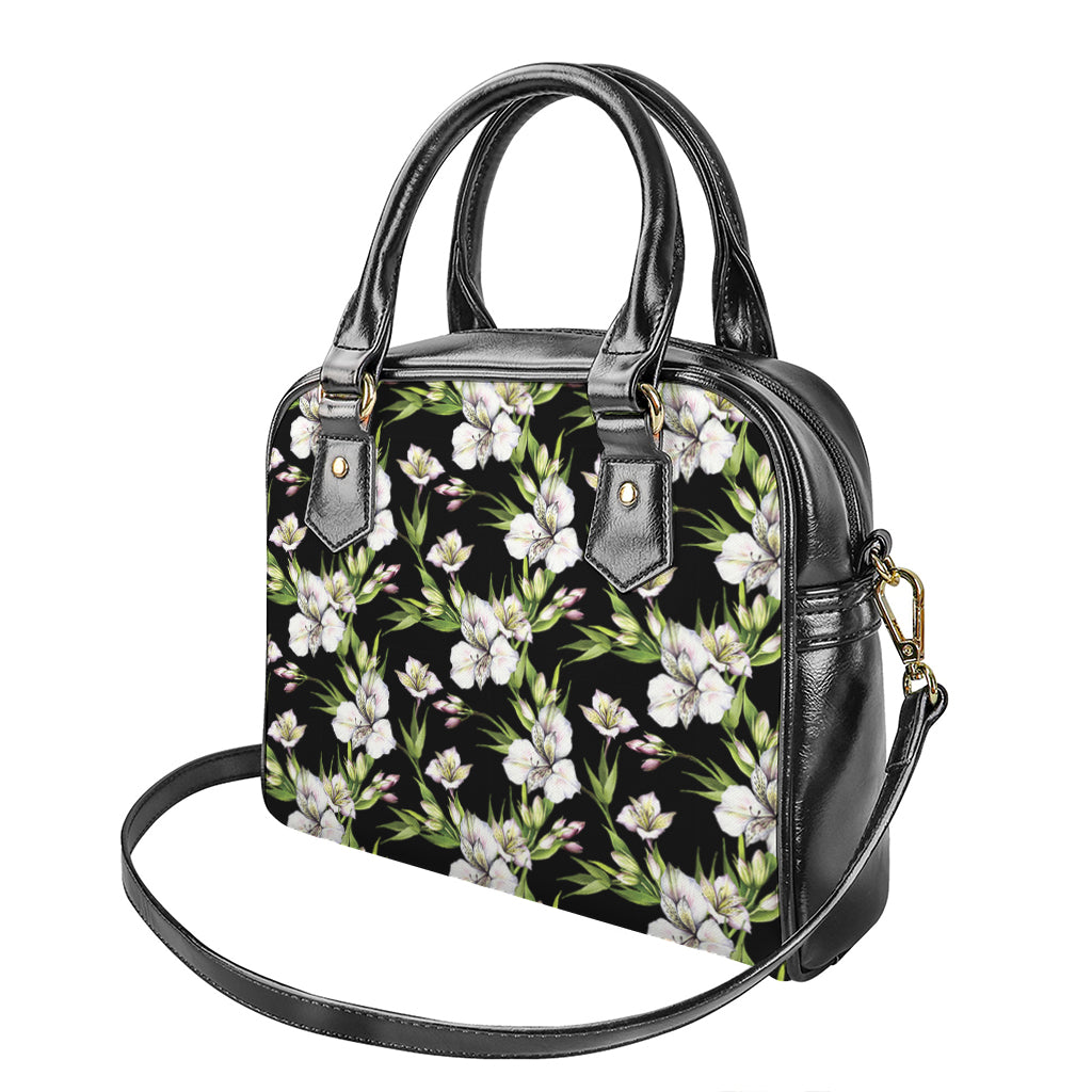 Watercolor Alstroemeria Pattern Print Shoulder Handbag