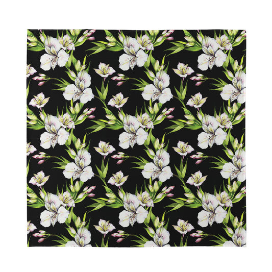 Watercolor Alstroemeria Pattern Print Silk Bandana