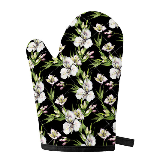 Watercolor Alstroemeria Pattern Print Single Oven Mitt
