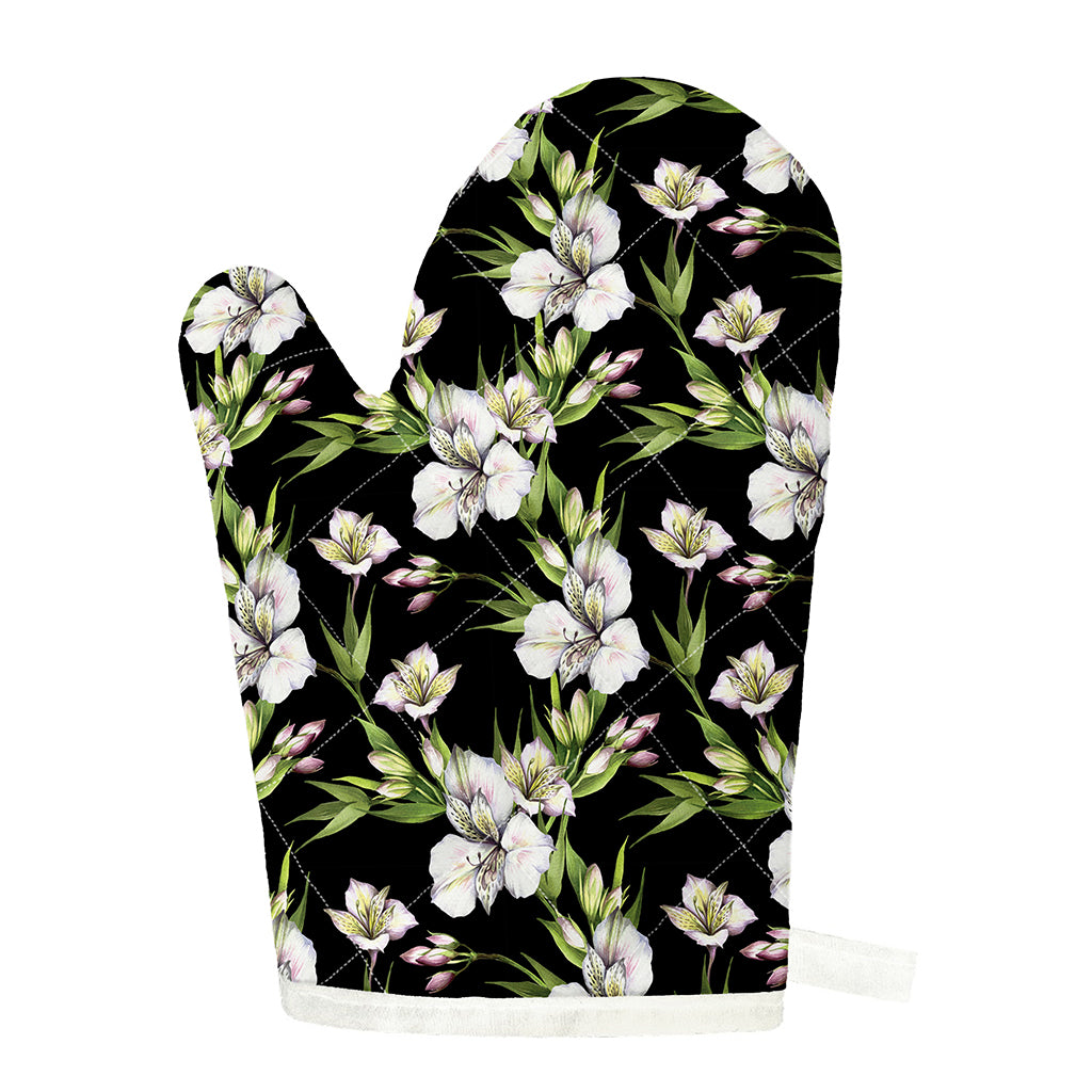 Watercolor Alstroemeria Pattern Print Single Oven Mitt