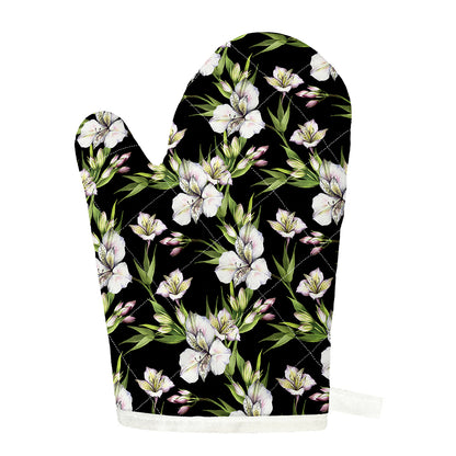 Watercolor Alstroemeria Pattern Print Single Oven Mitt