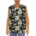 Watercolor Alstroemeria Pattern Print Sleeveless Baseball Jersey