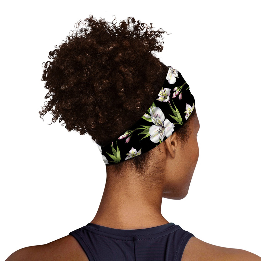 Watercolor Alstroemeria Pattern Print Sports Headband
