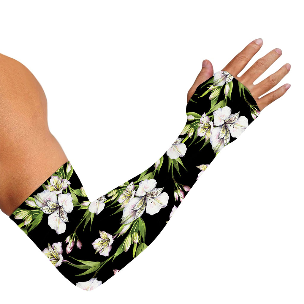 Watercolor Alstroemeria Pattern Print Sun Protection Arm Sleeves