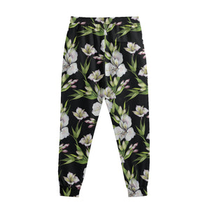 Watercolor Alstroemeria Pattern Print Sweatpants