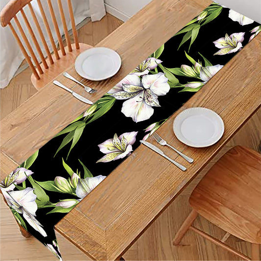 Watercolor Alstroemeria Pattern Print Table Runner