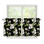 Watercolor Alstroemeria Pattern Print Tier Curtains