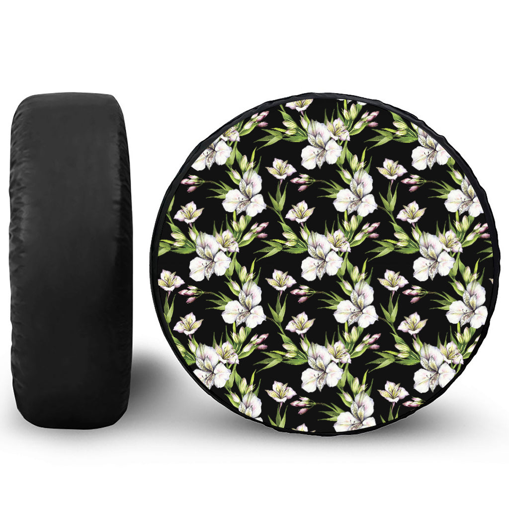 Watercolor Alstroemeria Pattern Print Tire Cover