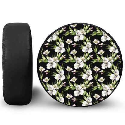 Watercolor Alstroemeria Pattern Print Tire Cover