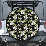 Watercolor Alstroemeria Pattern Print Tire Cover With Camera Hole