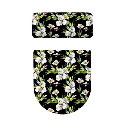 Watercolor Alstroemeria Pattern Print Toilet Lid And Tank Cover Set