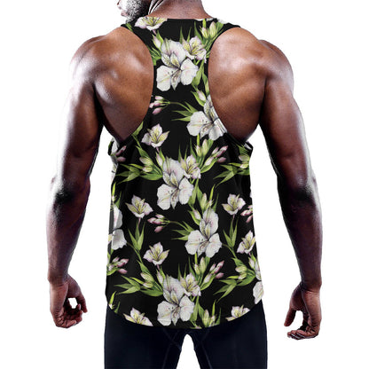 Watercolor Alstroemeria Pattern Print Training Tank Top